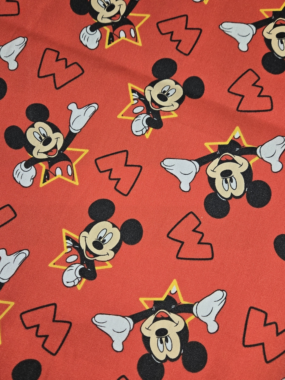 Disney Mickey Mouse Fabric 1 Yard x 44" Red Stars Licensed 2015 Cotton
